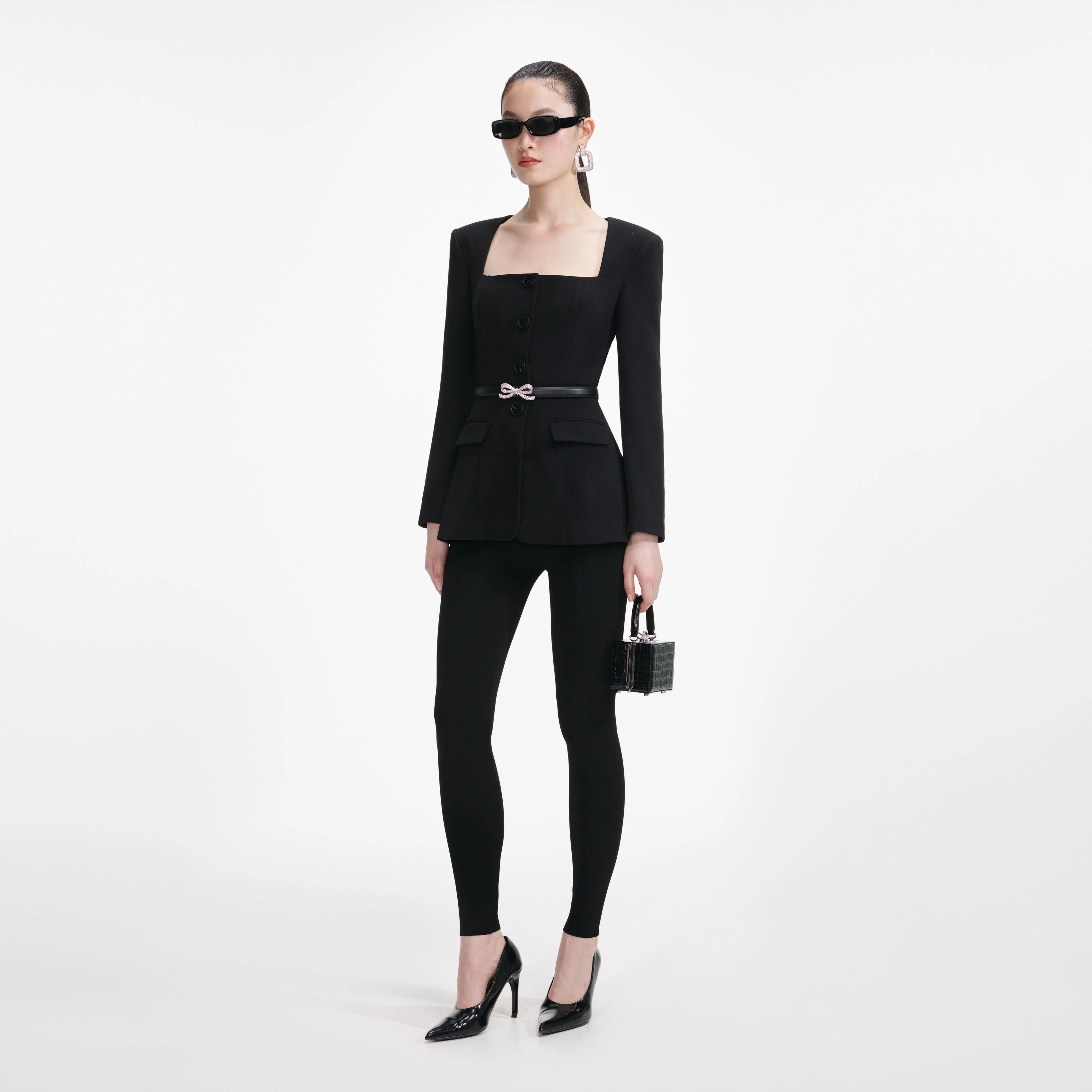 Black Crepe Tailored Top - Image 2