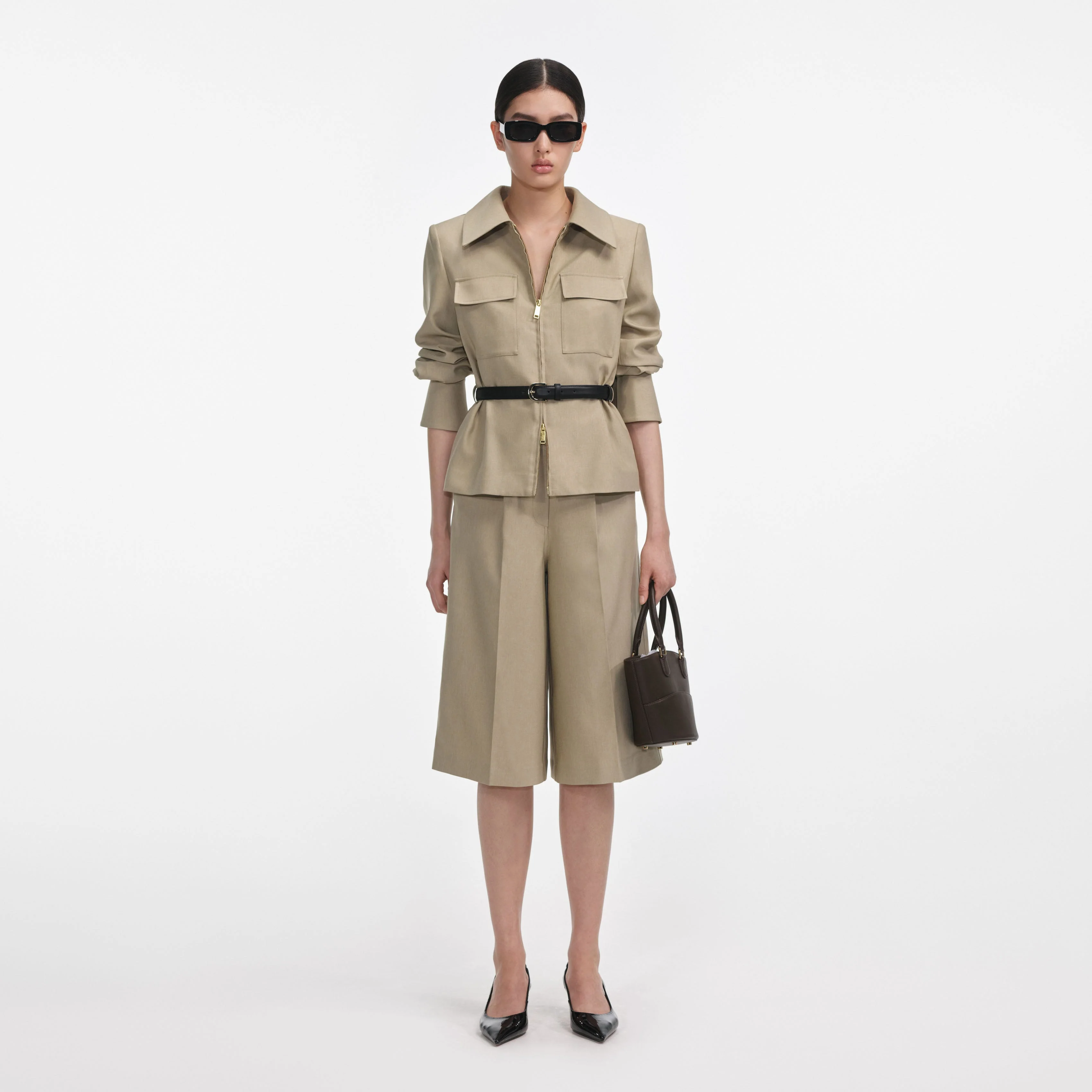 Beige Twill Playsuit