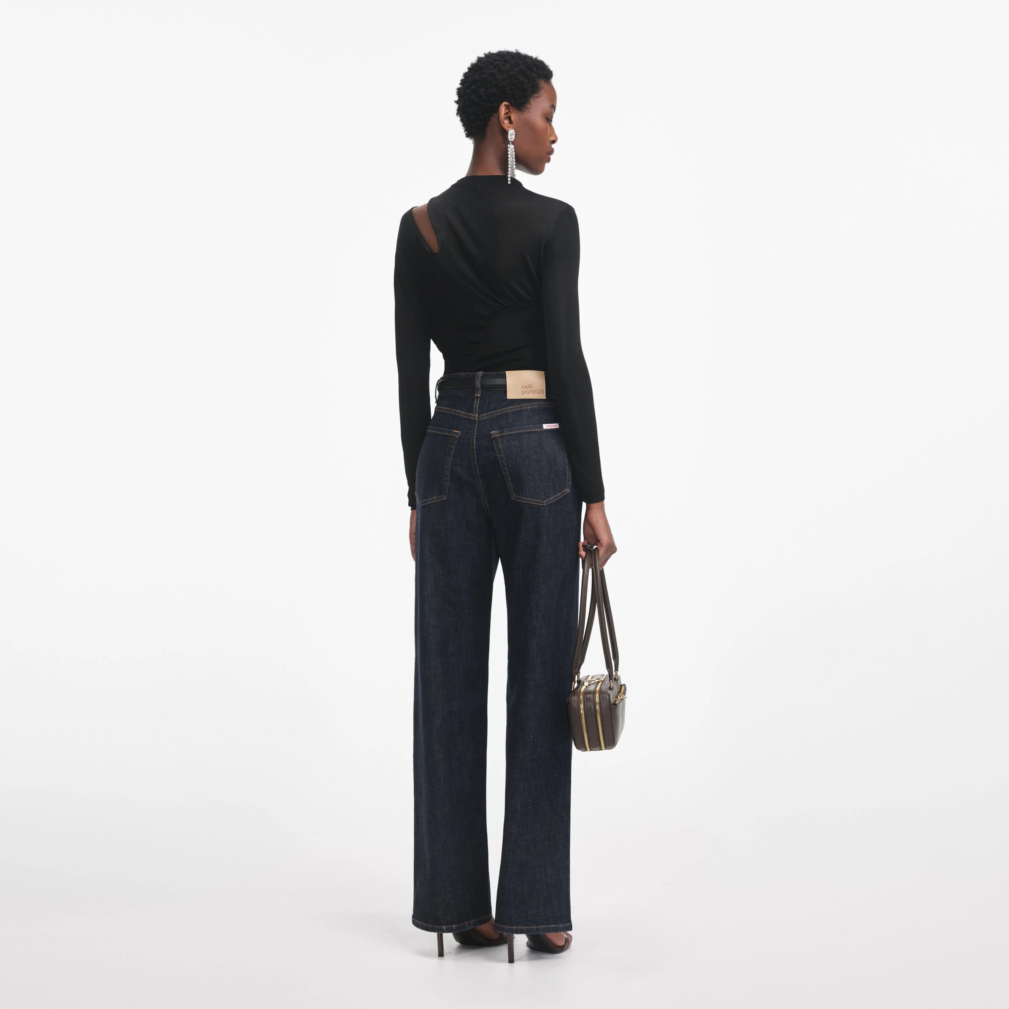 Black Cut Out Viscose Knit Top - Image 3