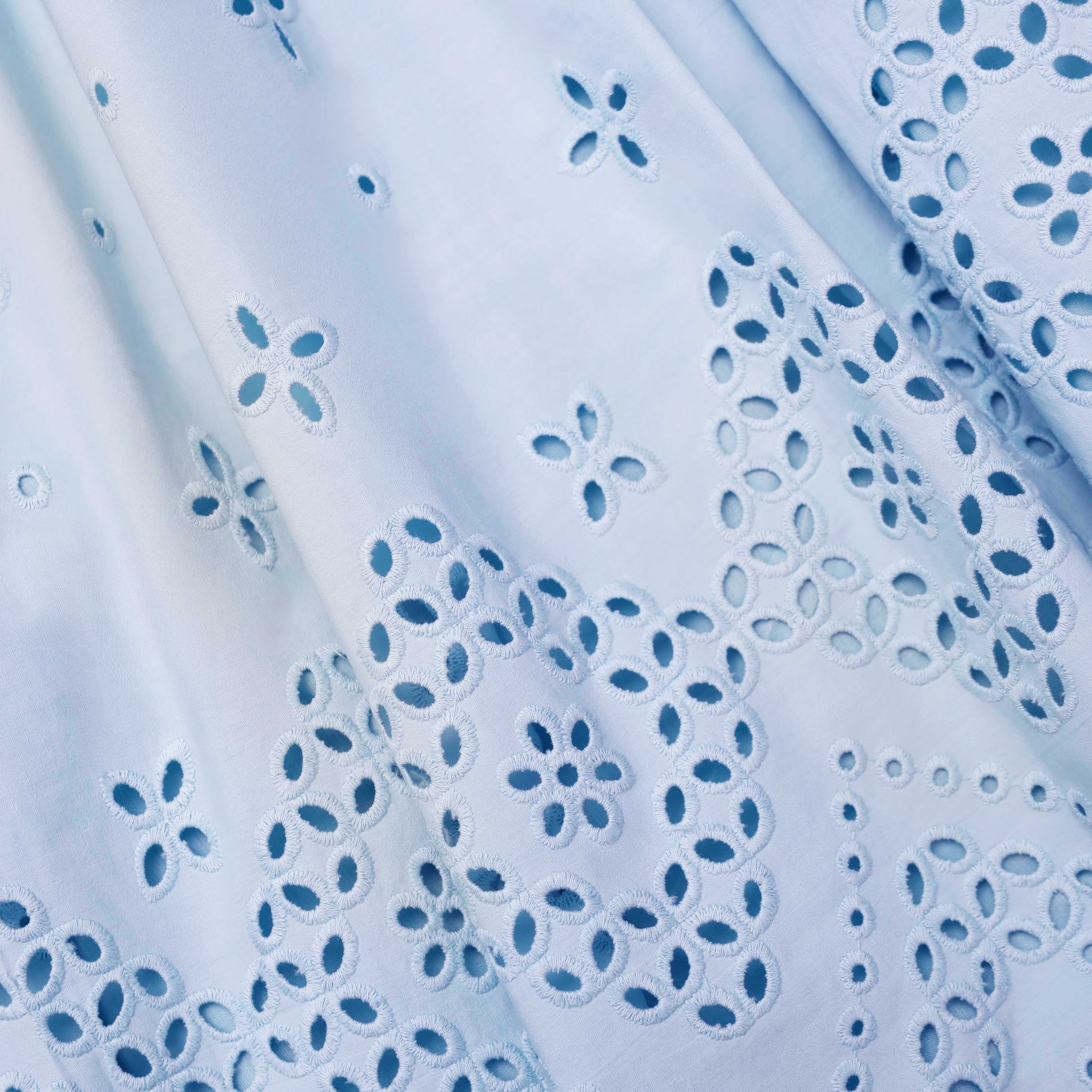 Blue Cotton Broderie Midi Skirt - Image 5