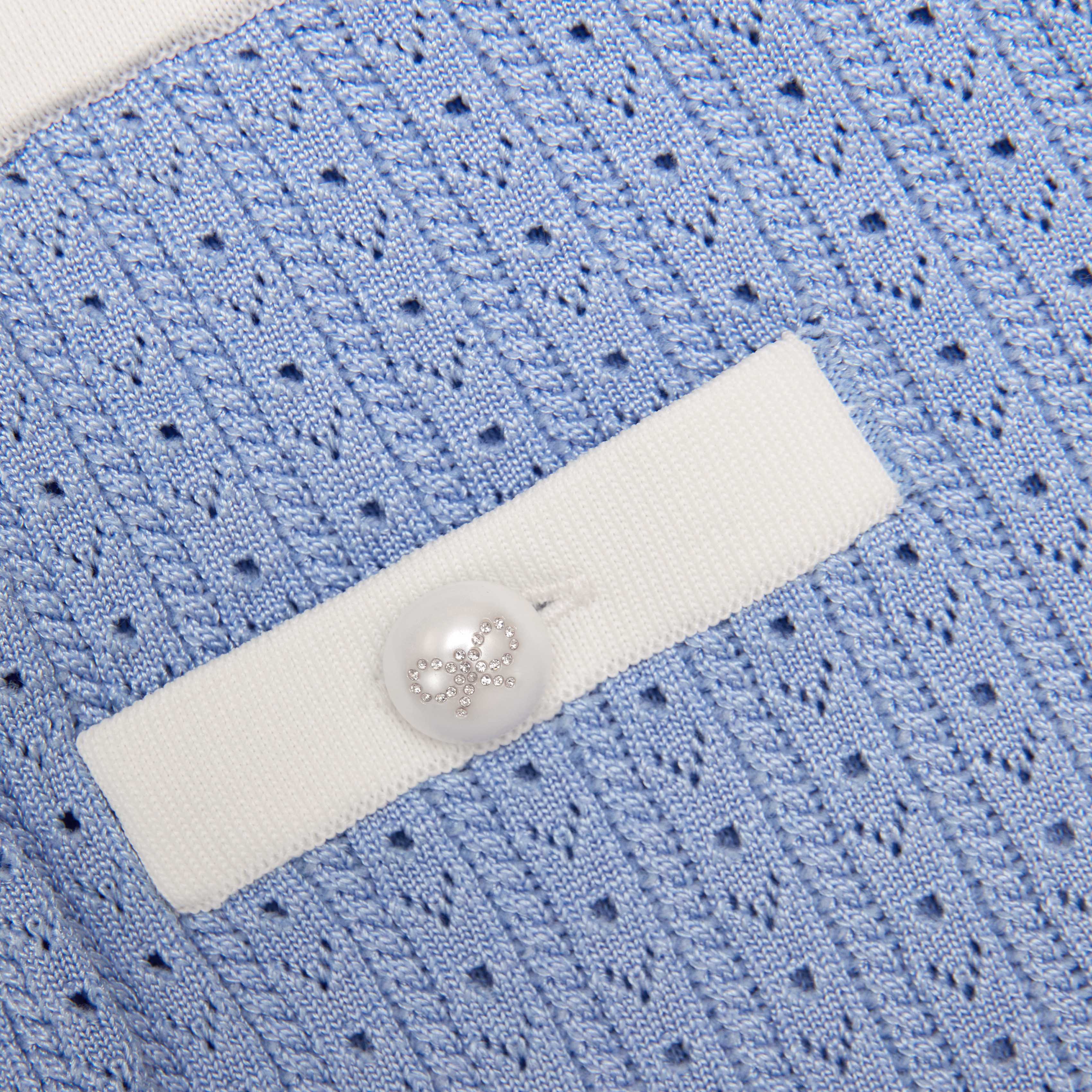 Blue Pointelle Knit Skirt - Image 3