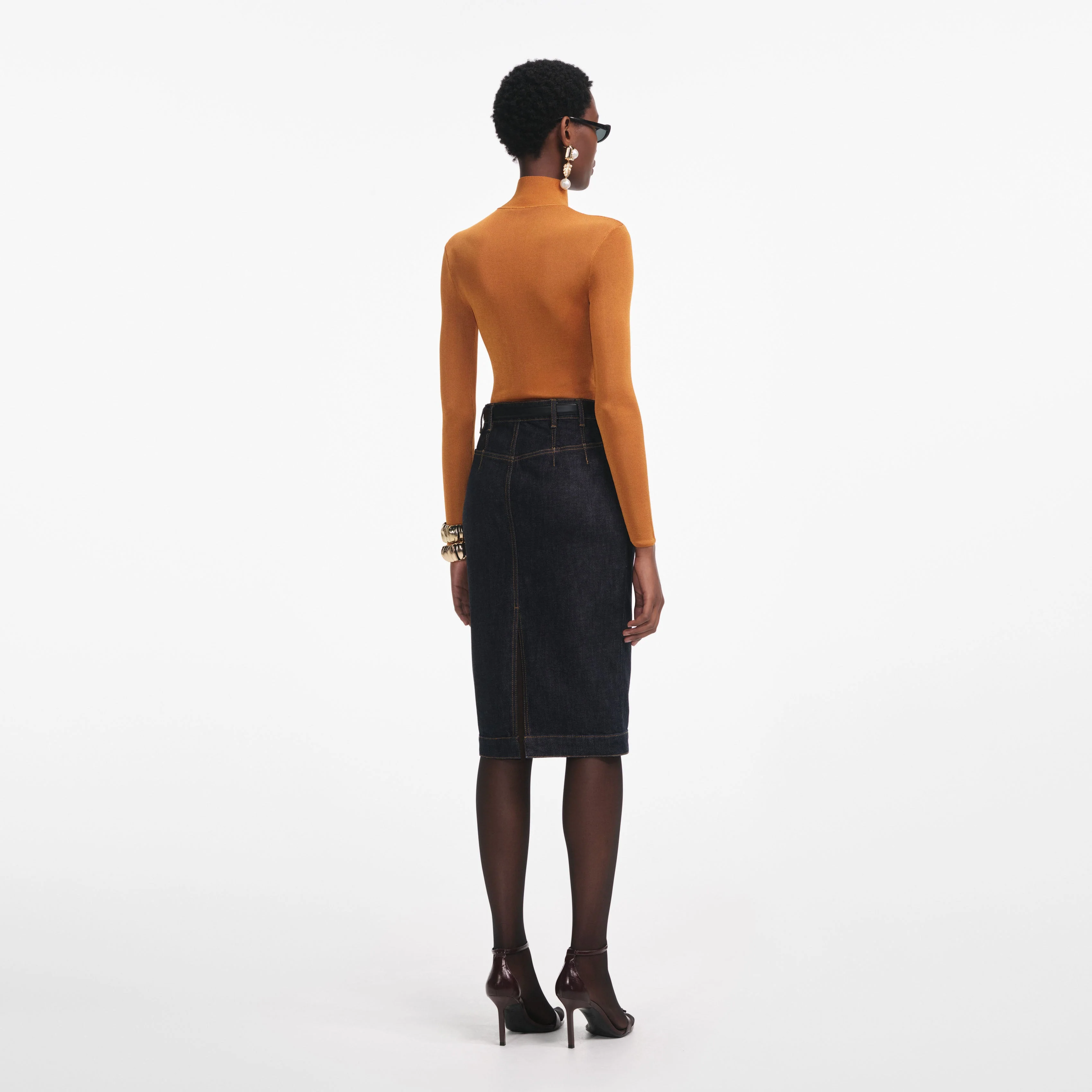 Burnt Orange Viscose Knit Top - Image 3
