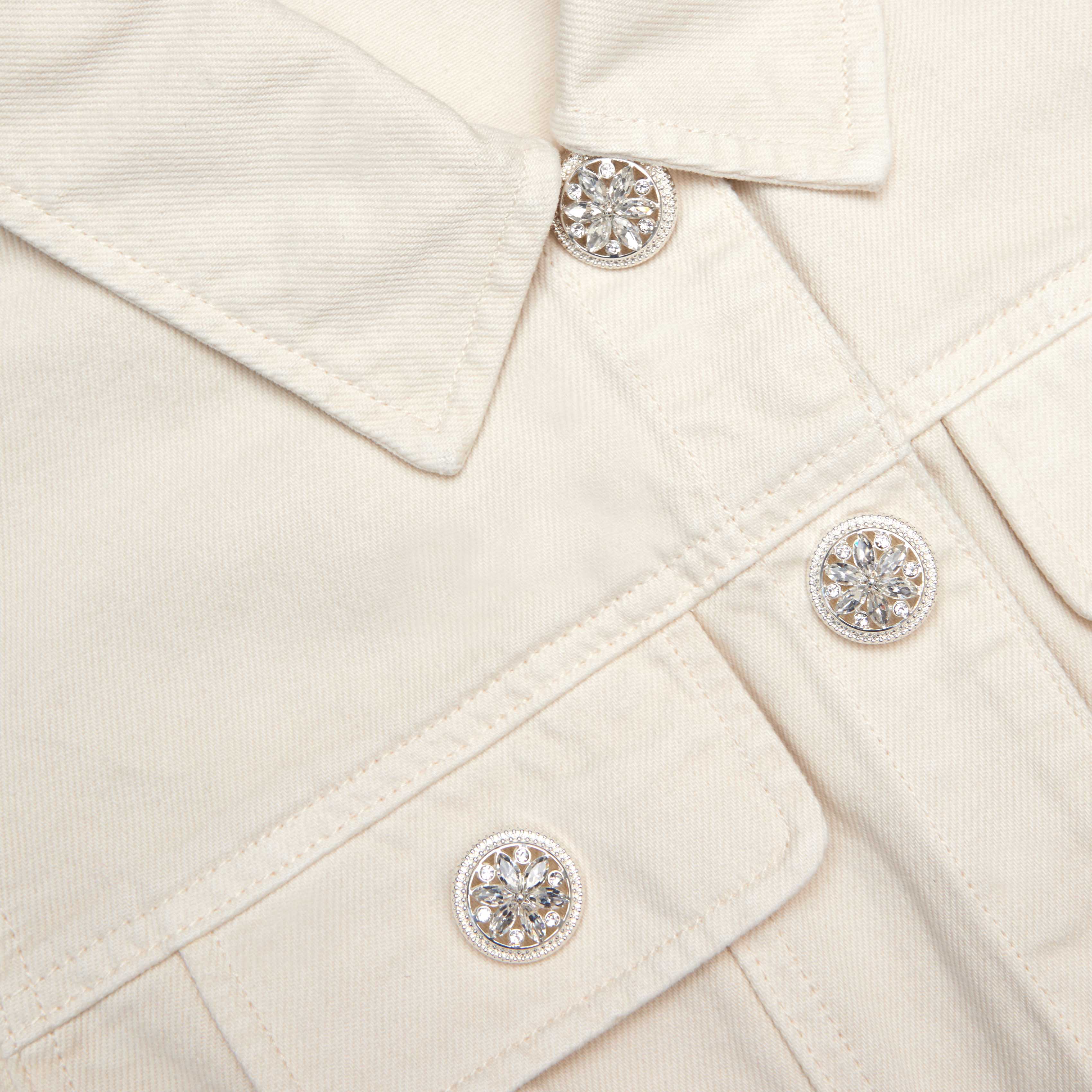 Cream Collared Denim Mini Dress - Image 5