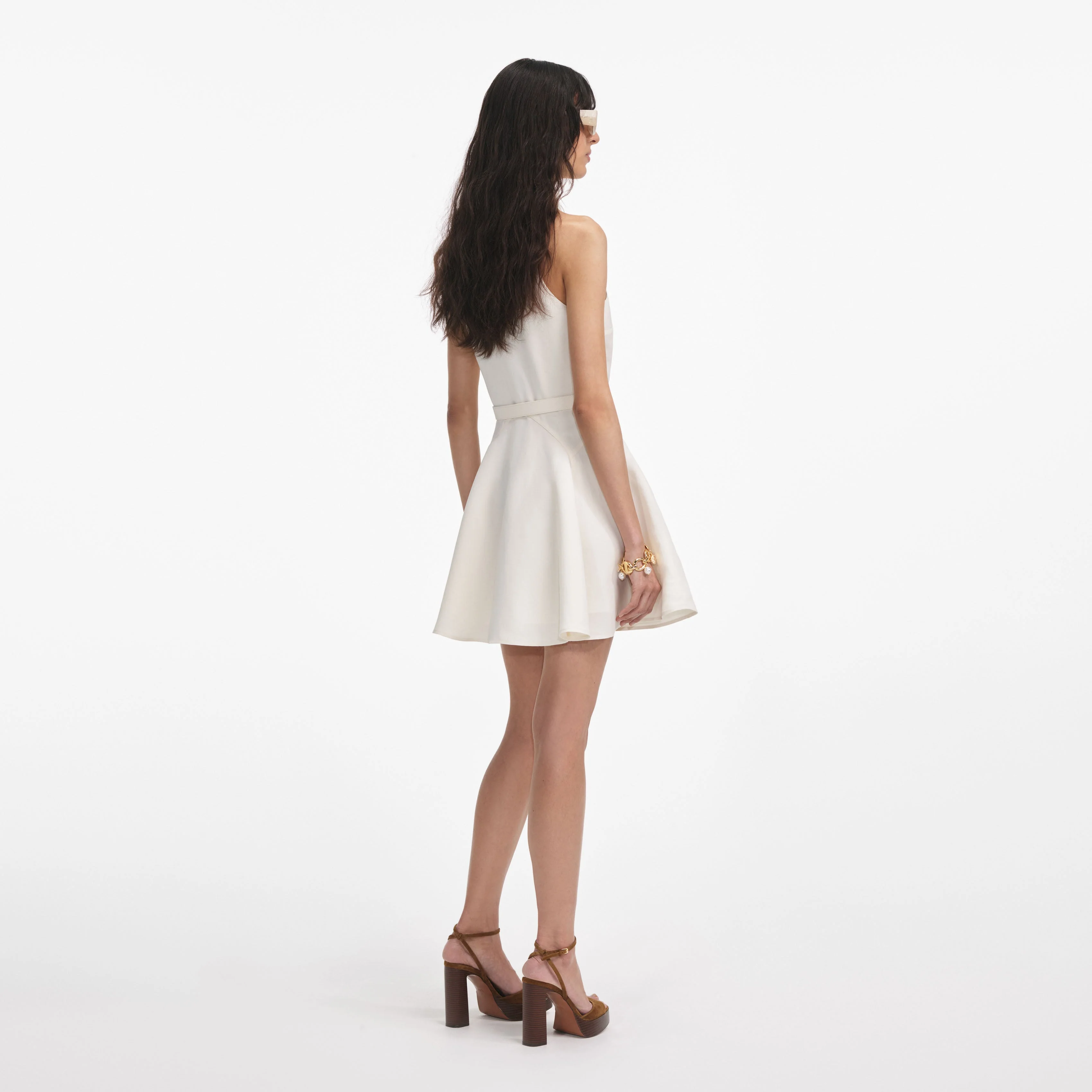Cream Linen Mini Dress - Image 3