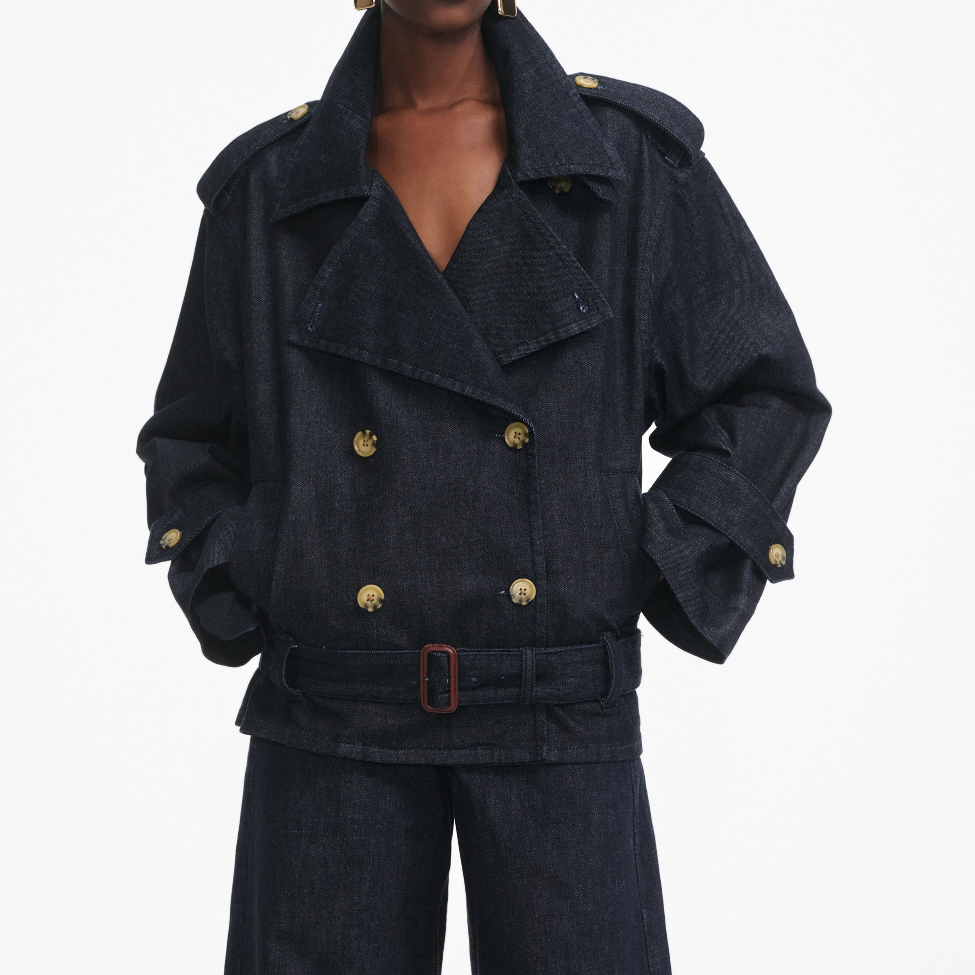 Denim Trench Jacket - Image 4