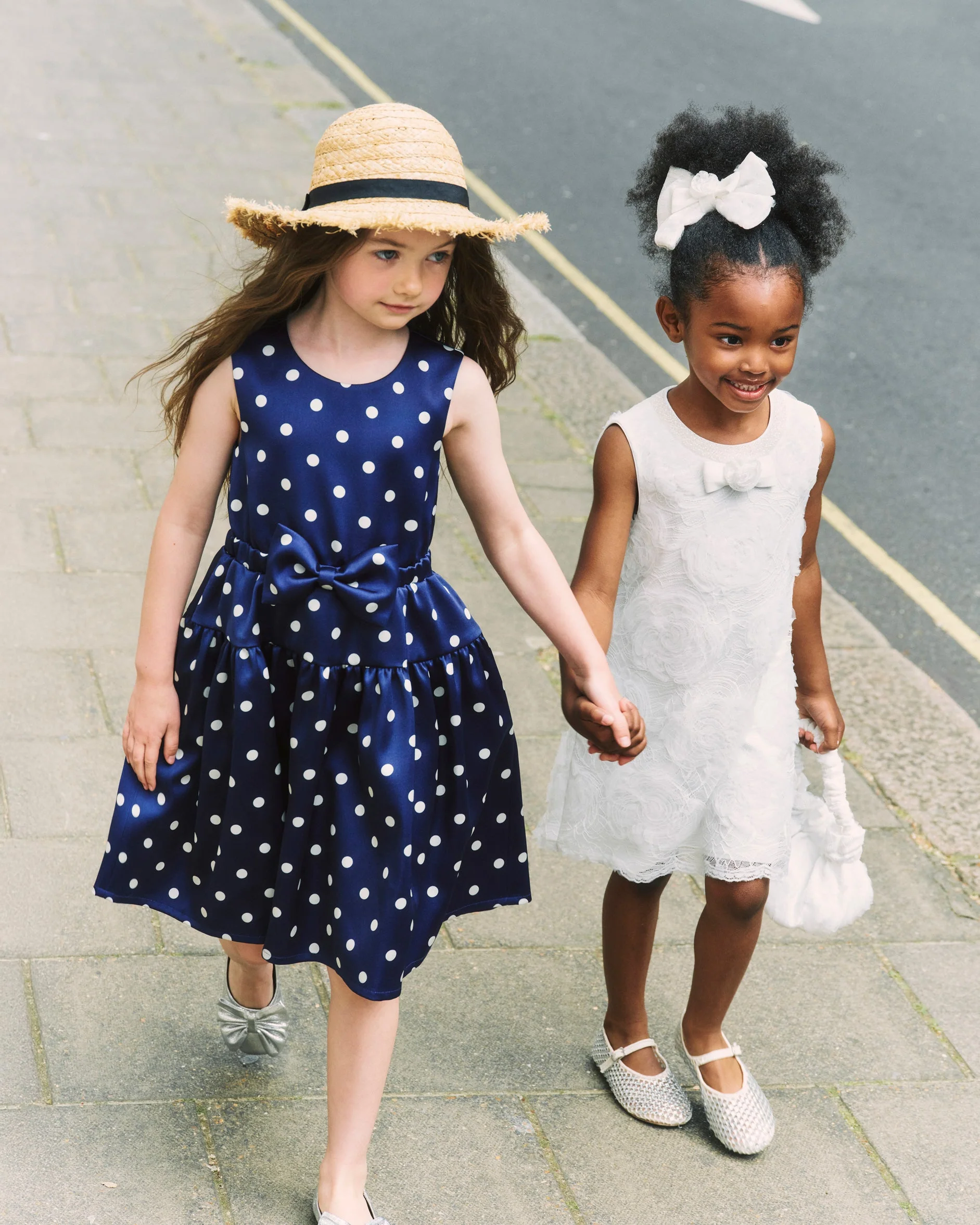 Navy Taffeta Polka Dot Dress - Image 3