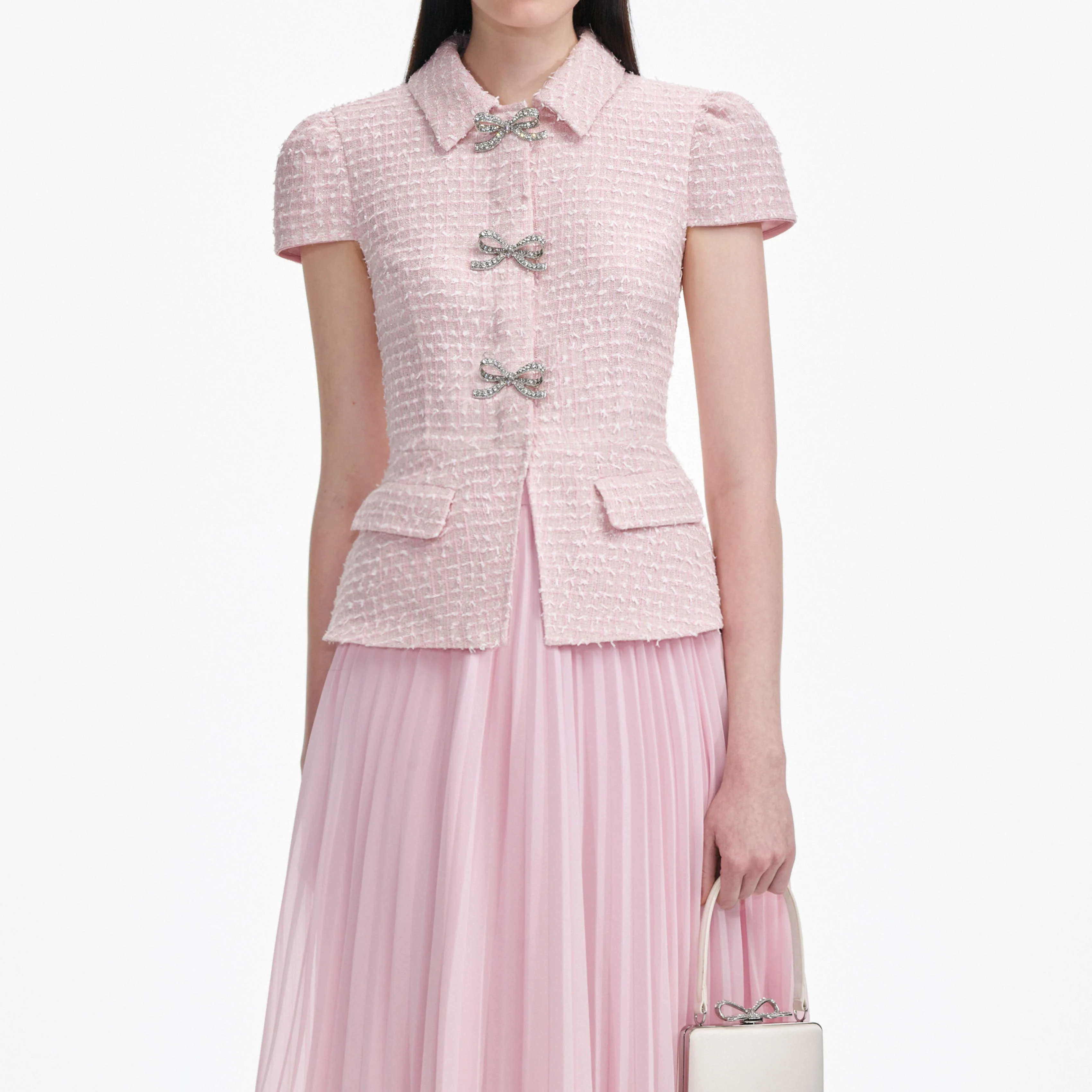 Pink Boucle Midi Dress - Image 4