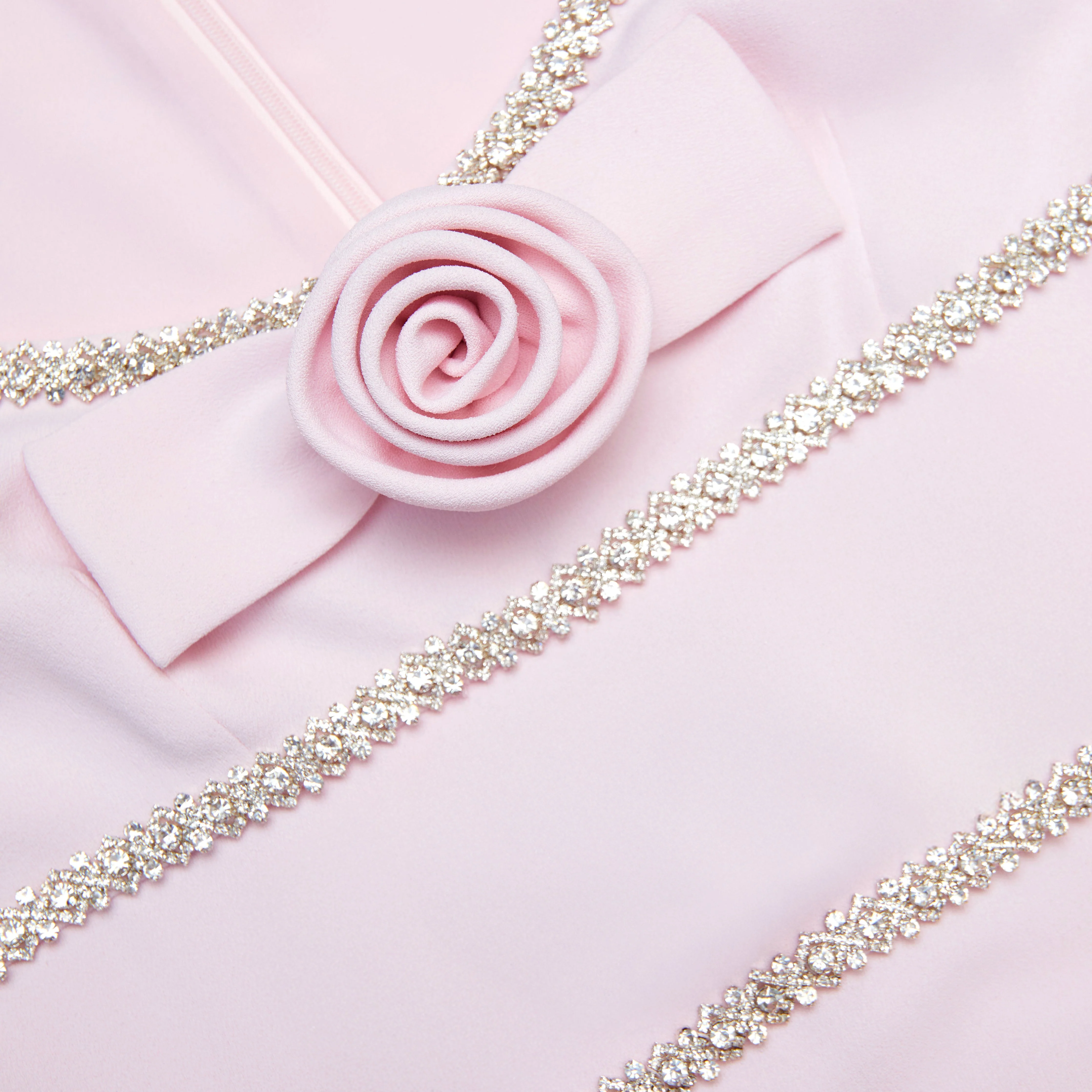 Pink Crepe Crystal Trim Maxi Dress - Image 5