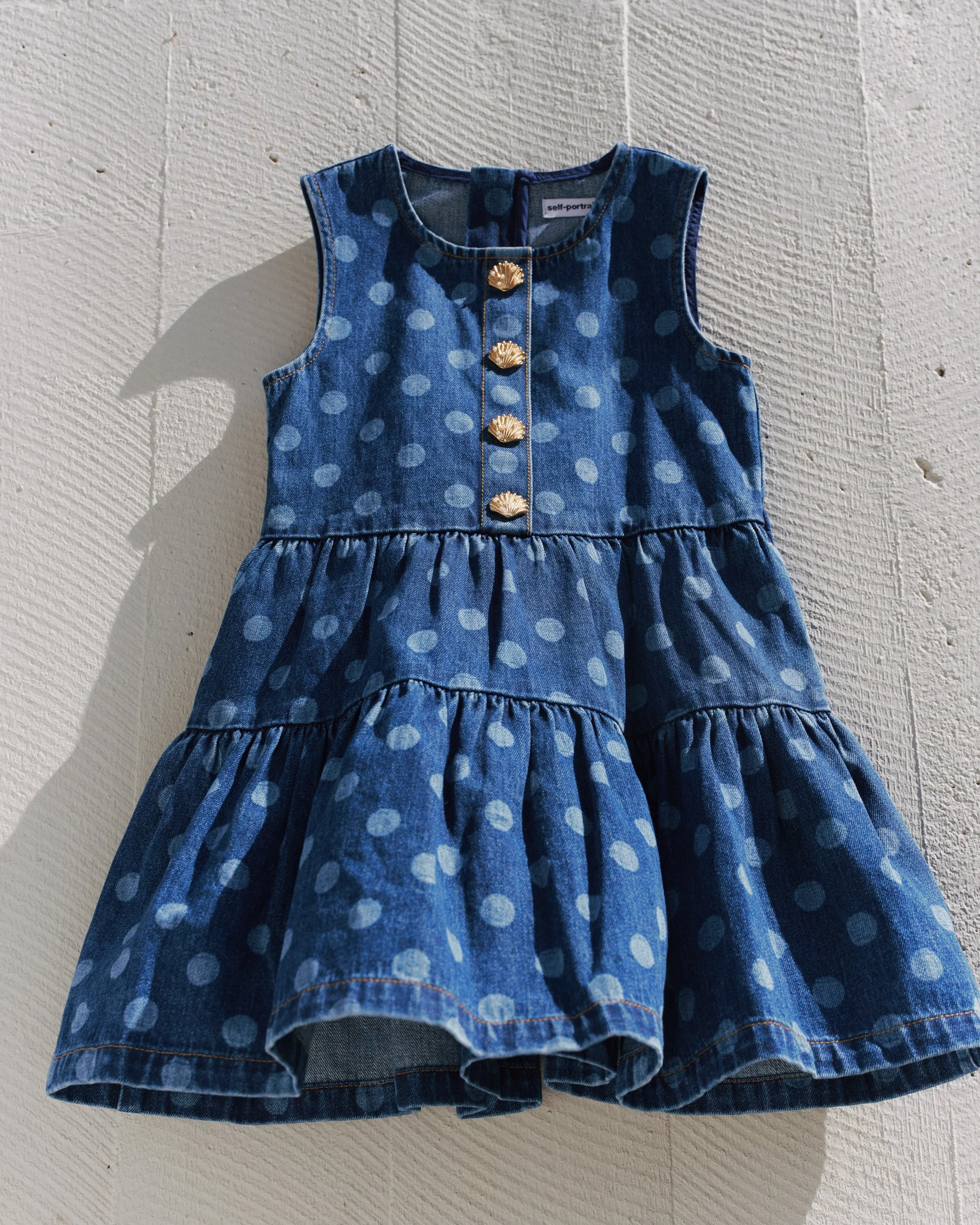 Polka Dot Denim Dress - Image 3