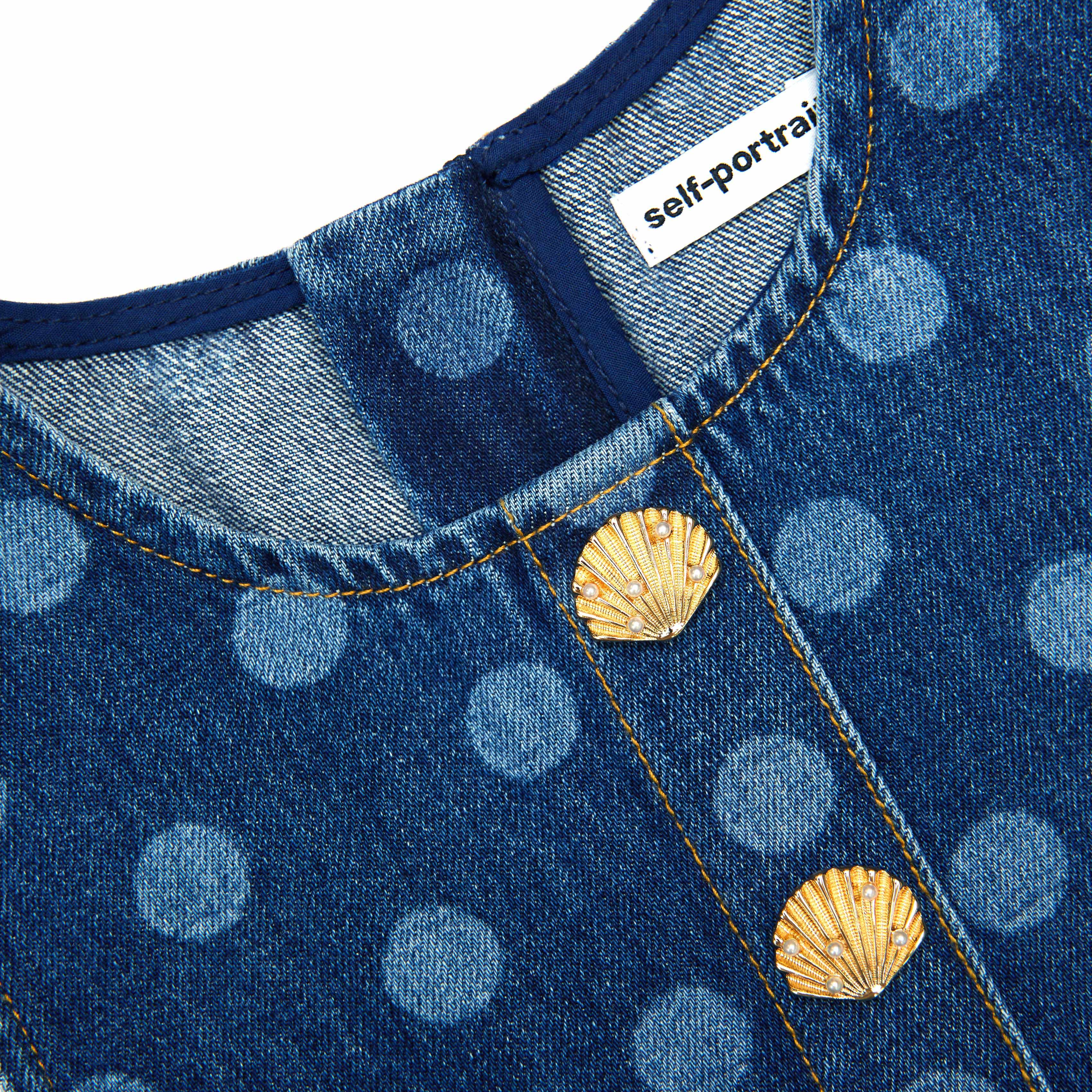 Polka Dot Denim Dress - Image 4