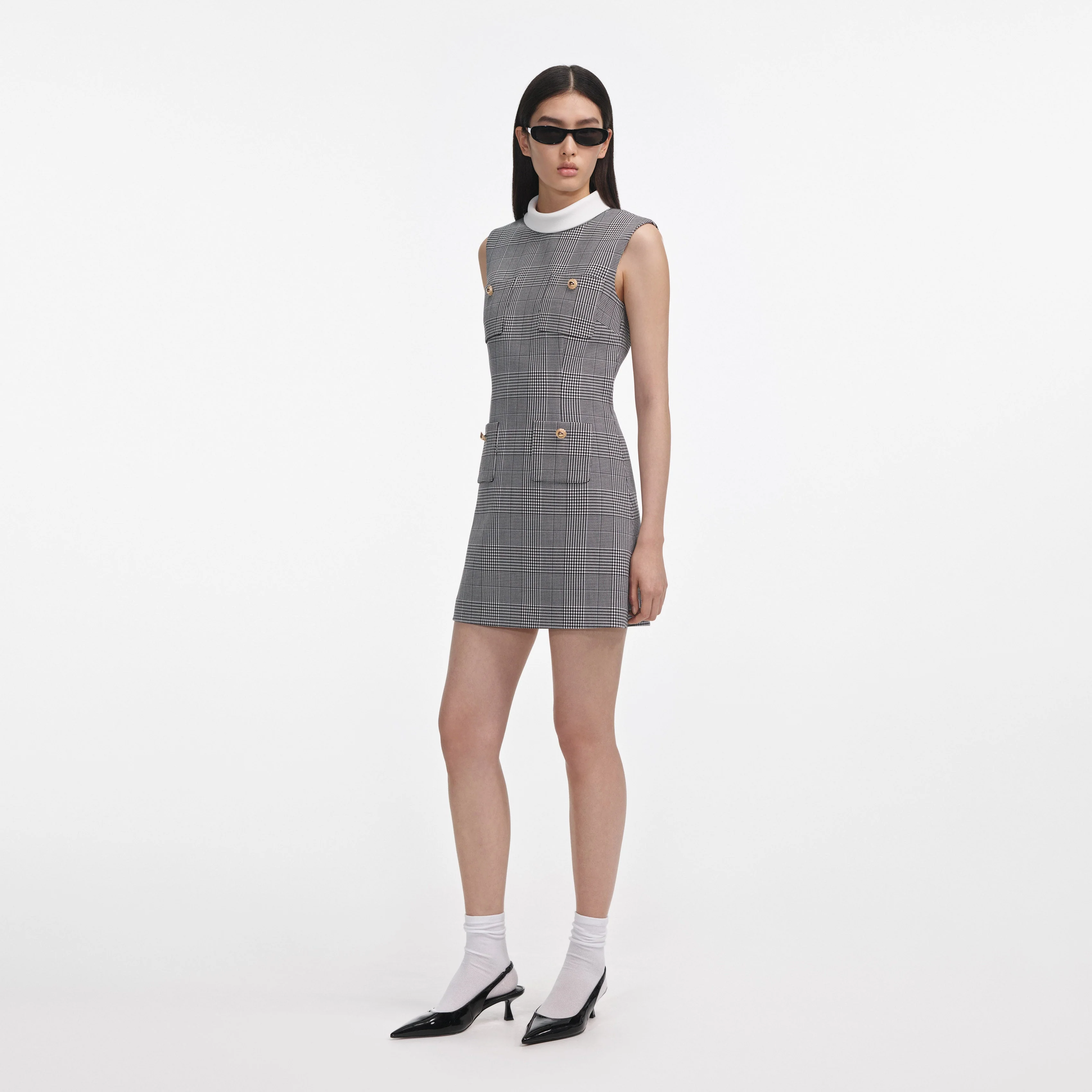 Sleeveless Prince Of Wales Check Mini Dress - Image 2