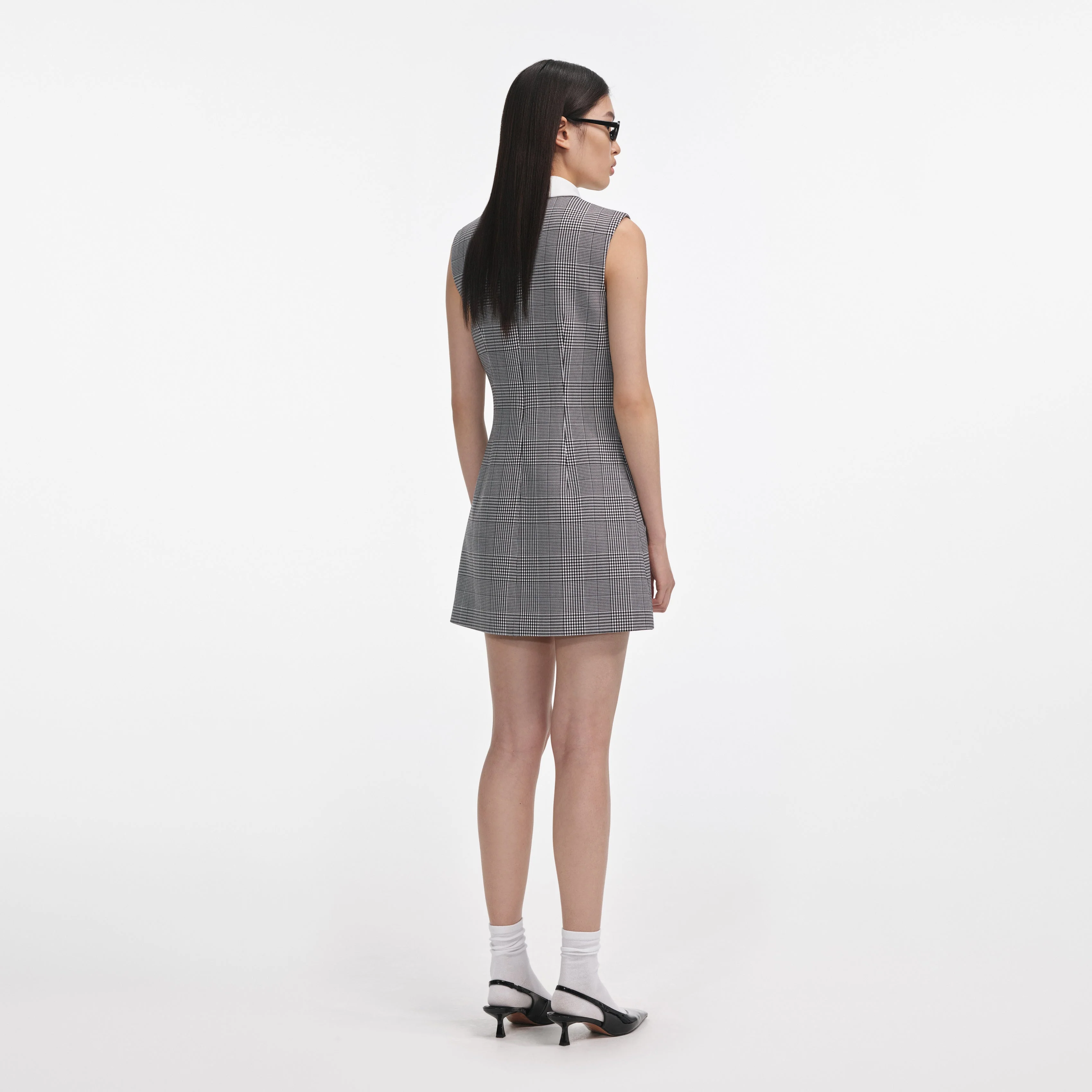 Sleeveless Prince Of Wales Check Mini Dress - Image 3