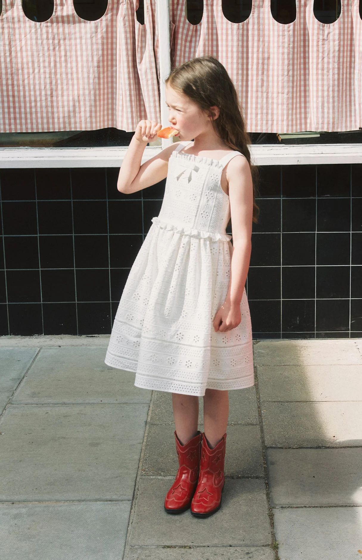 White Cotton Broderie Dress - Image 3