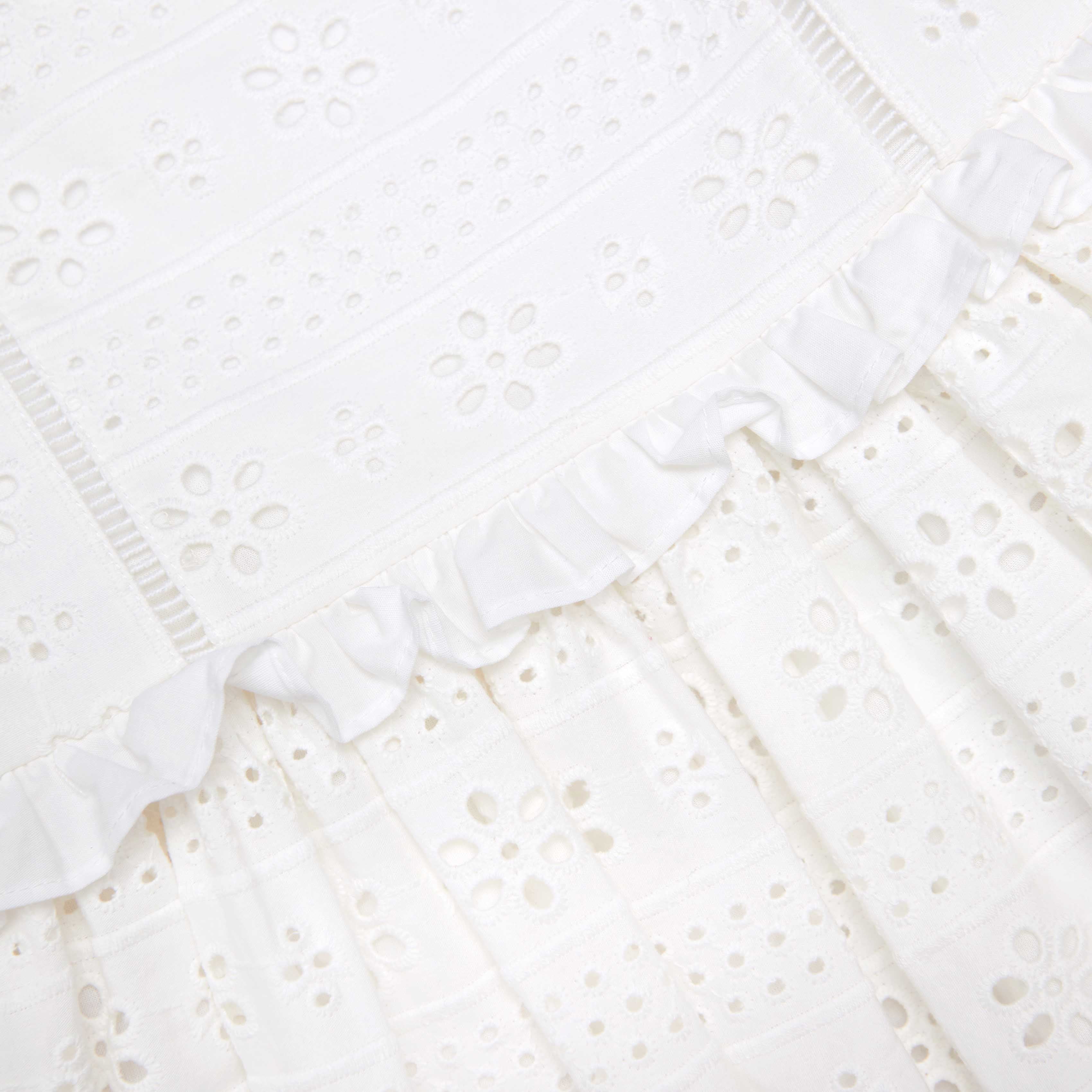White Cotton Broderie Dress - Image 4