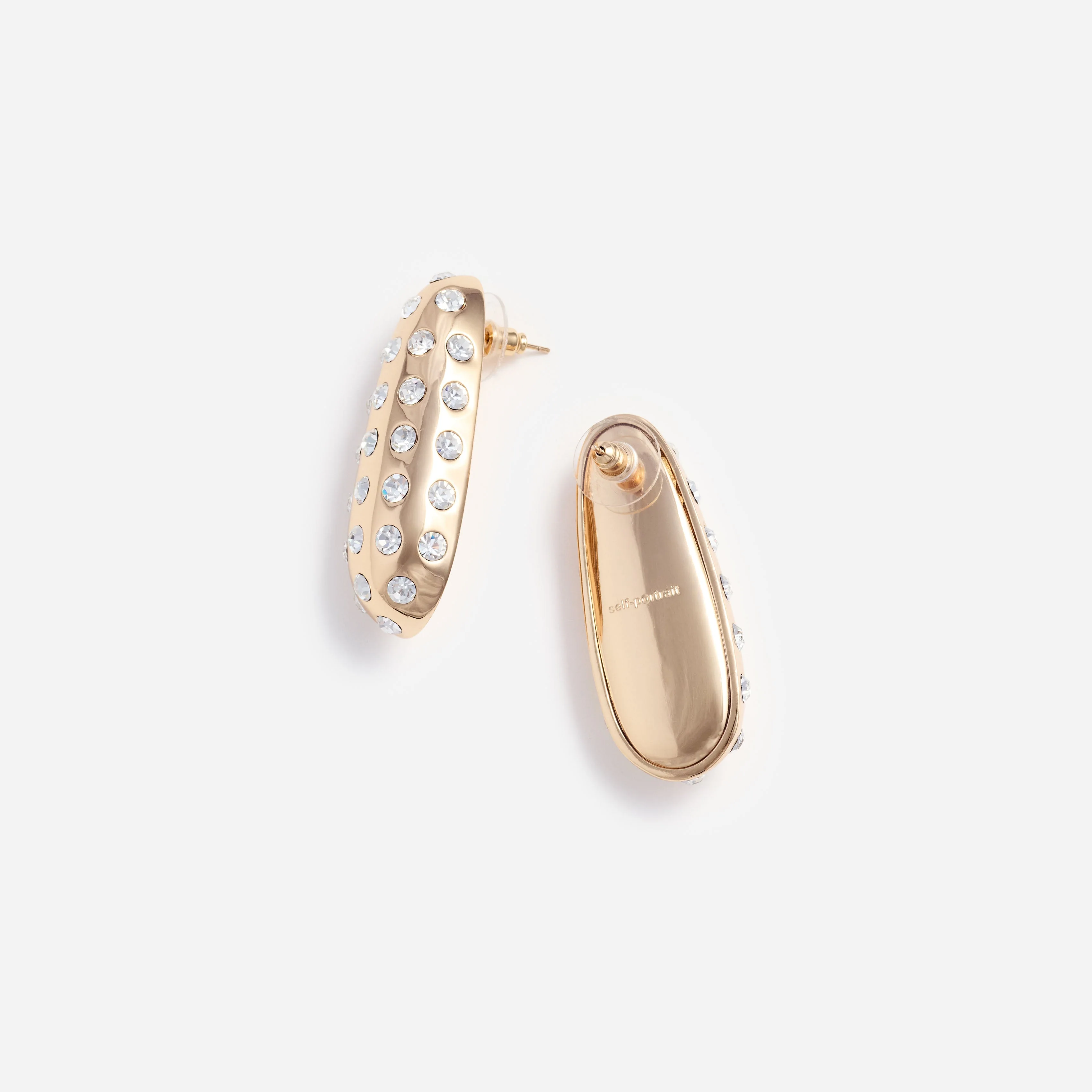 Gold Crystal Bar Earrings - Image 2